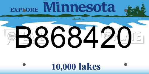 B868420 Minnesota License Plate