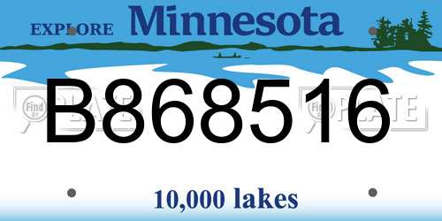 B868516 Minnesota License Plate