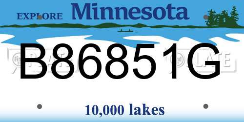 B86851G Minnesota License Plate
