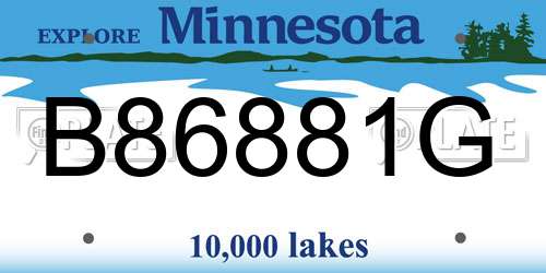 B86881G Minnesota License Plate