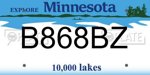 B868BZ Minnesota License Plate