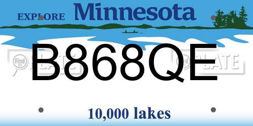 B868QE Minnesota License Plate