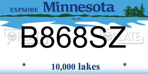 B868SZ Minnesota License Plate