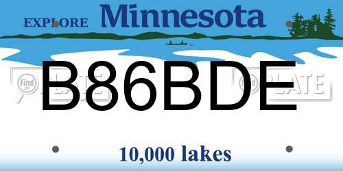 B86BDE Minnesota License Plate