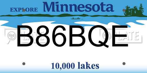 B86BQE Minnesota License Plate