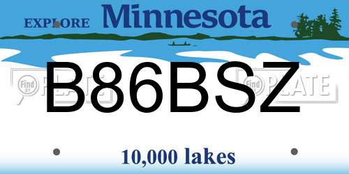 B86BSZ Minnesota License Plate