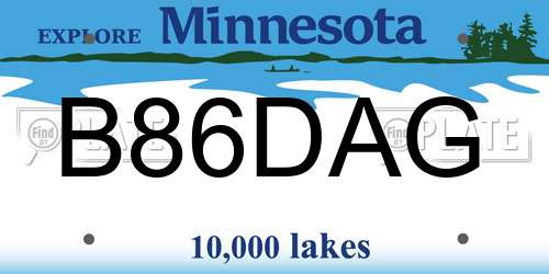 B86DAG Minnesota License Plate