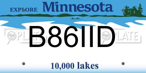 B86IID Minnesota License Plate