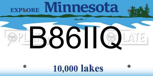 B86IIQ Minnesota License Plate
