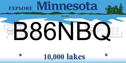 B86NBQ Minnesota License Plate