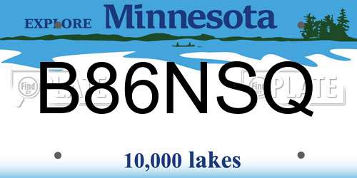 B86NSQ Minnesota License Plate