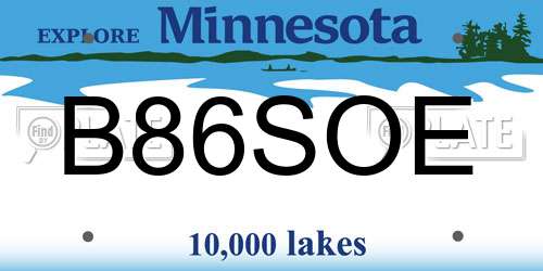 B86SOE Minnesota License Plate