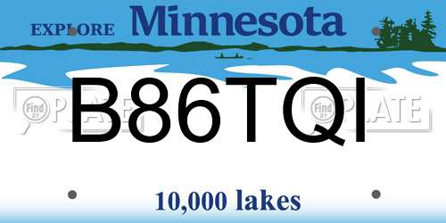 B86TQI Minnesota License Plate