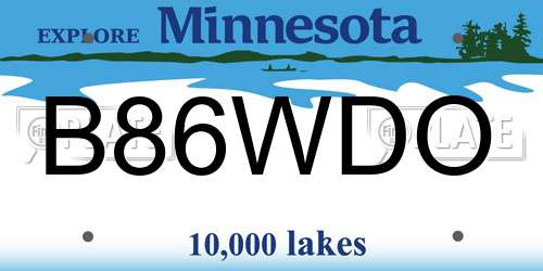 B86WDO Minnesota License Plate