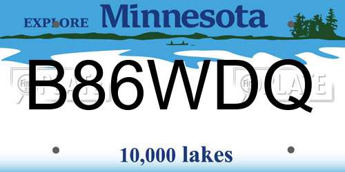 B86WDQ Minnesota License Plate