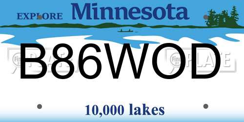 B86WOD Minnesota License Plate