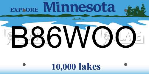 B86WOO Minnesota License Plate