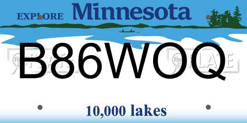 B86WOQ Minnesota License Plate