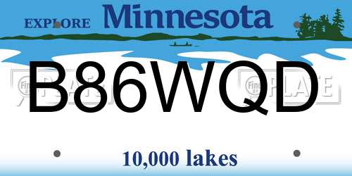 B86WQD Minnesota License Plate