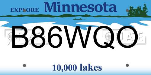 B86WQO Minnesota License Plate