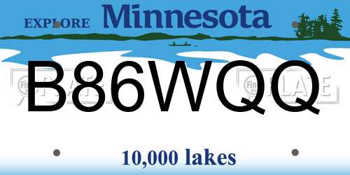B86WQQ Minnesota License Plate