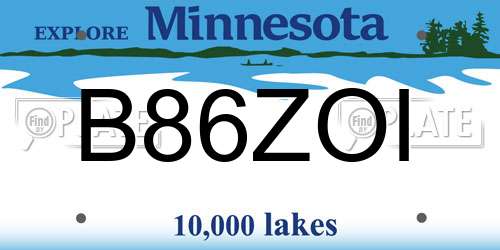 B86ZOI Minnesota License Plate