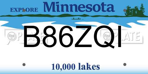 B86ZQI Minnesota License Plate