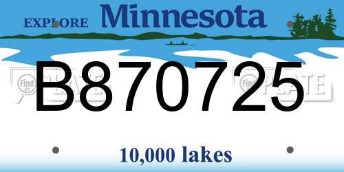 B870725 Minnesota License Plate