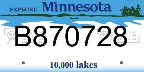B870728 Minnesota License Plate