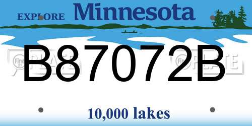 B87072B Minnesota License Plate