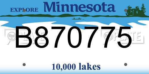 B870775 Minnesota License Plate