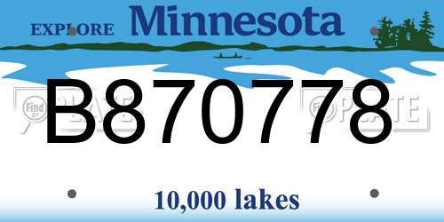 B870778 Minnesota License Plate