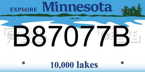 B87077B Minnesota License Plate