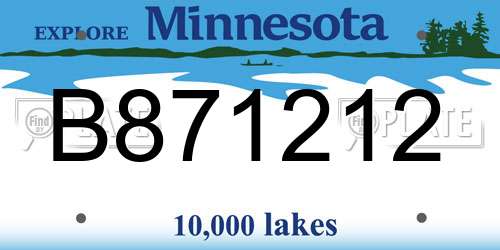 B871212 Minnesota License Plate