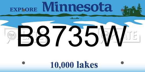 B8735W Minnesota License Plate