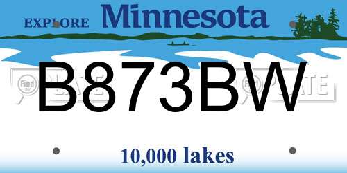 B873BW Minnesota License Plate