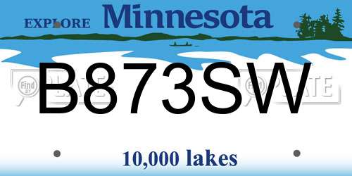 B873SW Minnesota License Plate