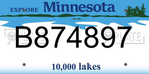 B874897 Minnesota License Plate