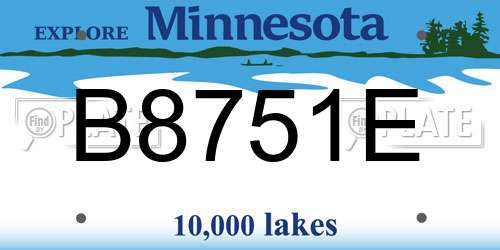 B8751E Minnesota License Plate