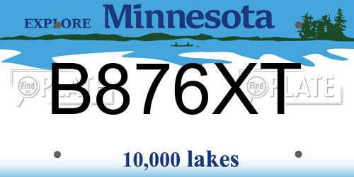 B876XT Minnesota License Plate