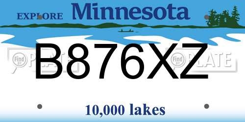 B876XZ Minnesota License Plate