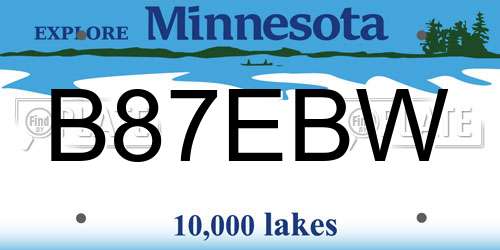 B87EBW Minnesota License Plate