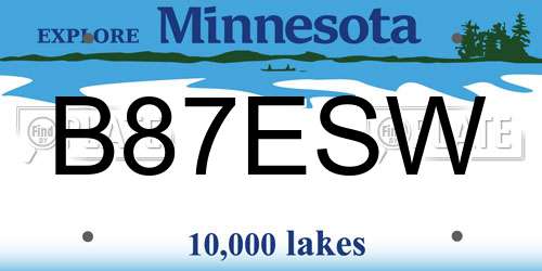 B87ESW Minnesota License Plate
