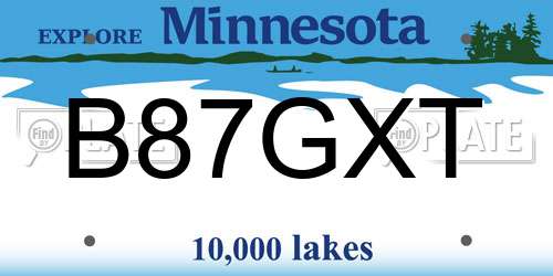 B87GXT Minnesota License Plate