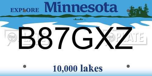 B87GXZ Minnesota License Plate