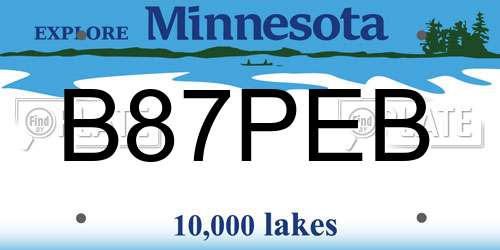 B87PEB Minnesota License Plate