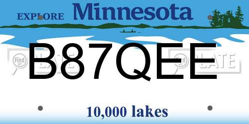 B87QEE Minnesota License Plate