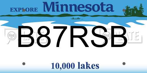 B87RSB Minnesota License Plate