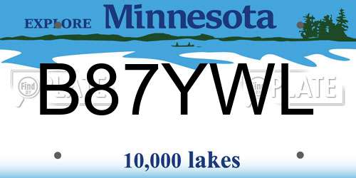 B87YWL Minnesota License Plate