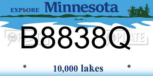 B8838Q Minnesota License Plate
